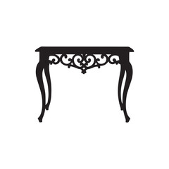 silhouette of a decorative table on white background