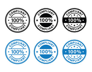 100% compatibility badge logo set. This is suitable for product label, manufacturing and information label.100 Percent Compliant sign, logo, badge, icon, sticker, label, emblem, stamp, symbol,