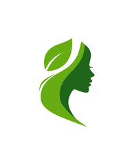 A silhouette of a woman's profile is interwoven with leaves, evoking nature and elegance