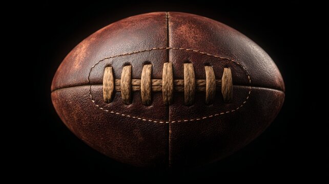 Close-up of a football on a grassy field ready for a match with stadium lights in the background, professional sports action concept - Powered by Adobe