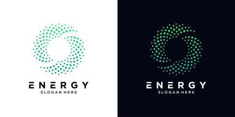 Abstract energy logo design with circular dotted swirl pattern
