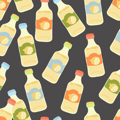 Seamless pattern with lemonade bottles in flat style.Element for decoration design mail posts postcards poster print invitation background backdrop wrapping wallpaper banner textile