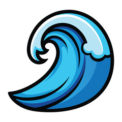 Stylized blue ocean wave with white crest