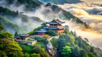 Obraz premium South Korea Cherry Blossoms in Spring, Beautiful Cherry Blossom Scenes of South Korea