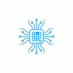 AI Processor Icon – Gradient Microchip with Circuit Lines