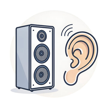 speaker and ear listening sound waves clip art preview