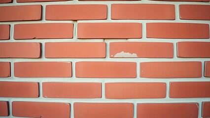 Obraz premium Close-up view of a textured red brick wall with warm vintage tones and even lighting.