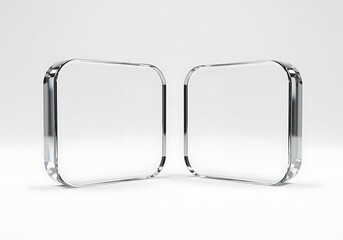 Two transparent square frames isolated on white background are displayed