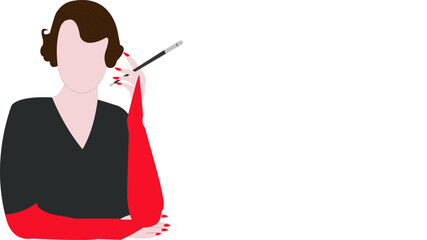 Elegant lady with red gloves