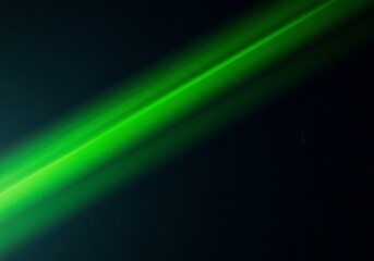 Abstract green light streak on a dark background for design and overlay