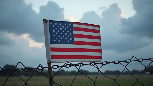 Pocket American Flag Card Chain Mesh Stratocumulus Clouds