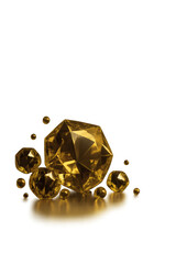 Luxury Gold Diamonds on Dark Background &ndash; 3D Render with Copy Space