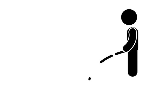 A stick figure is peeing, humorously symbolizing human needs, simplicity, and everyday natural activities