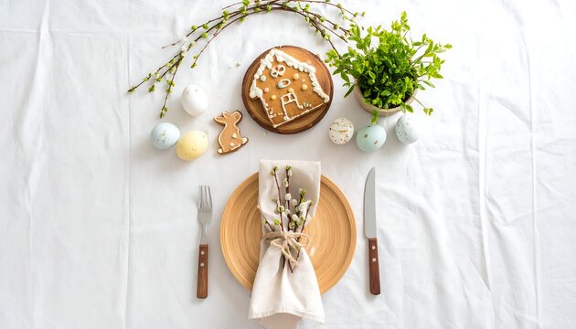 Easter table setting with decorations - Powered by Adobe