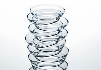 Stack of contact lenses isolated on white background for vision correction