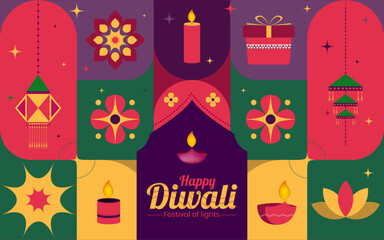 Indian festival of lights Happy Diwali, holiday Background, Diwali celebration greeting card, abstract vector illustration design.