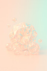 Pastel Pink-Mint Diamonds &ndash; Soft 3D Render with Copy Space