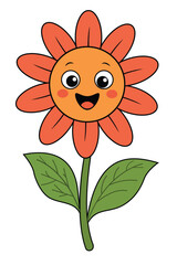 Cute Smiling Cartoon Flower Illustration