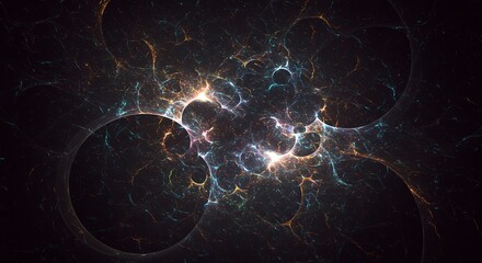 Fractal energy pattern with glowing orbs