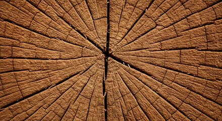 Fototapeta premium Old Weathered Tree Stump with Deep Radial Cracks.