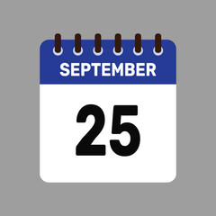 Fototapeta premium calendar with september 25 icon vector reminder for important deadlines and special events this autumn season