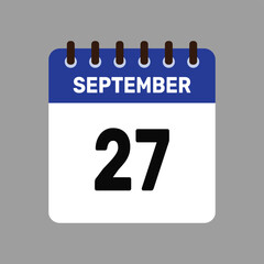 calendar with september 27 icon vector reminder for important deadlines and special events this autumn season