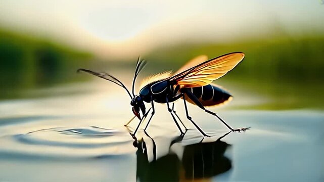 mosquito larvae and pupae in polluted water 