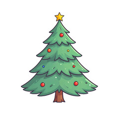 A decorated Christmas tree standing tall, adorned with ornaments and a star on top, ready for the holiday season