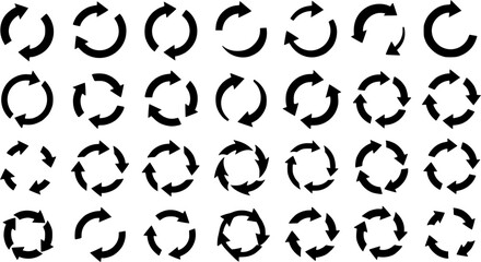 Set of Circular Arrows: Different Styles and Directional Vectors for Recycle, Refresh, and Update Concepts