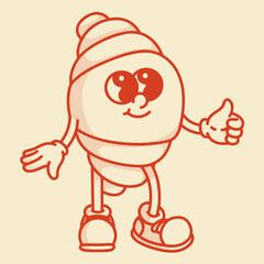 Croissant mascot contour retro vector design for bakery logo and branding