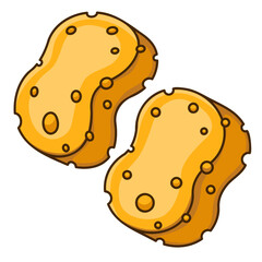 Bright yellow sponge vector illustration isolated on white background for cleaning product packaging and labels