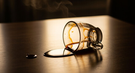 coffee cup spilled on the table