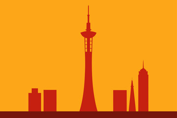 shanghai skyline at sunset