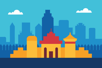 Naklejka premium city skyline vector illustration
