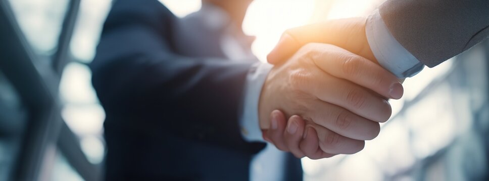 Business Partnership Handshake in Corporate Environment