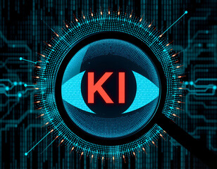 An abstract digital design represents the concept of KI (Artificial Intelligence)
