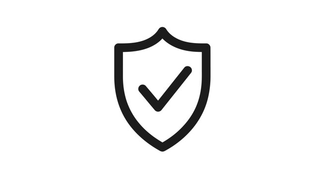 Shield icon symbolizing protection and validation with a clean outline style