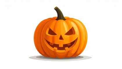 A vector illustration of a pumpkin with carved face flat Halloween style isolated on white background
