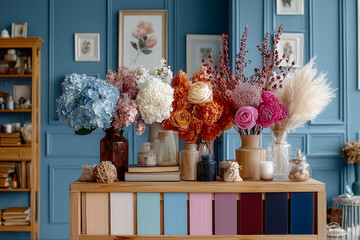 vintage home interior with flowers