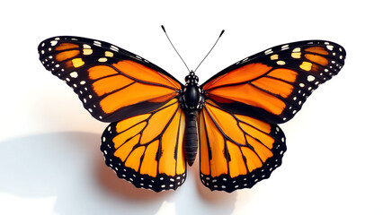 Fototapeta premium single monarch butterfly majestic wings set stark white backdrop bathed soft diffused natural light