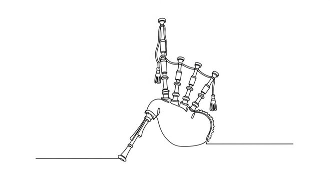 single line drawing of bagpipes instrument clip art preview