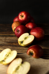 Red Apples on Wooden Table