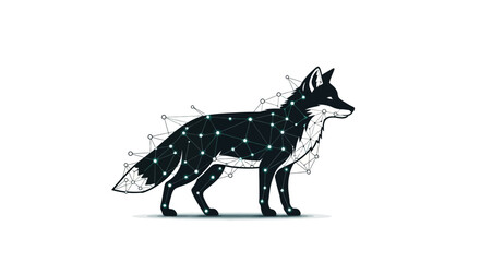 Connected fox: A stylized representation of an animal embodying network connections and modern