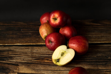 Red Apples on Wooden Table