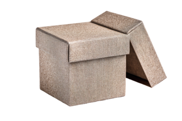 Square light beige cardboard gift box open