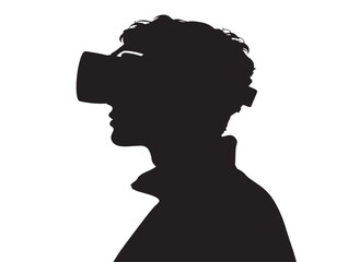 Virtual and augmented reality silhouette icon vector illustration