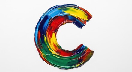 Obraz premium Abstract colorful brushstrokes on white background. Minimal design.