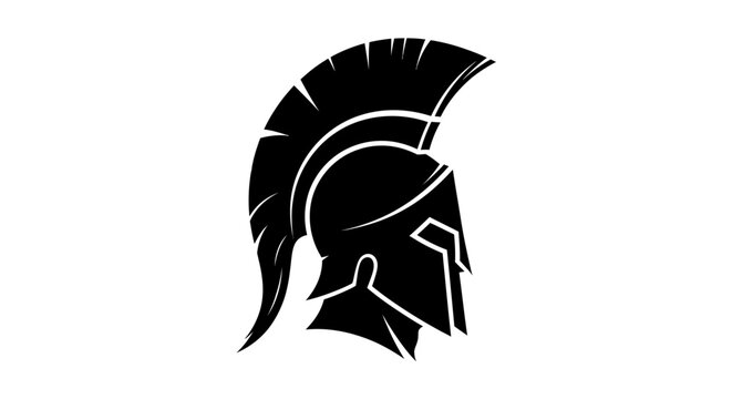 Iconic spartan helmet silhouette representing strength, resilience, and history with a bold and