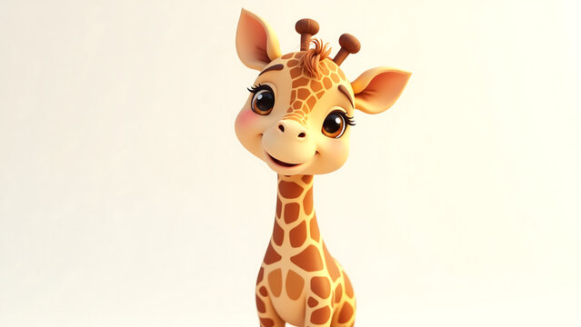 serene captures endearing features cartoon giraffe standing majestically pristine white backdrop