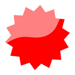 Red starburst badge with glossy highlight effect for sale tags, discount labels, promotional highlights, and posters on transparent background